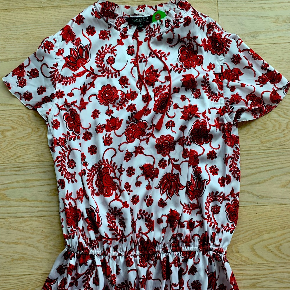 Lauren by Ralph Lauren White and red blouse with short sleeves